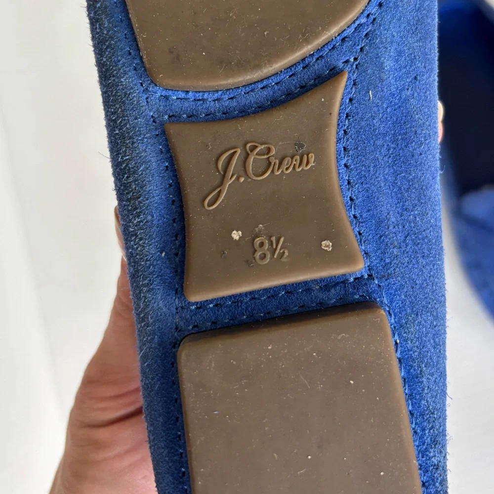 J. Crew Womens Driving Moccasins In Suede Brilliant Sapphire Loafers Size 8.5 - Picture 2 of 14